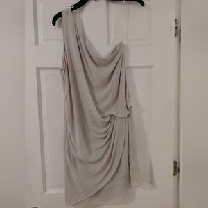 Express One Shoulder Silver Dress With Silver Sparkling Studs